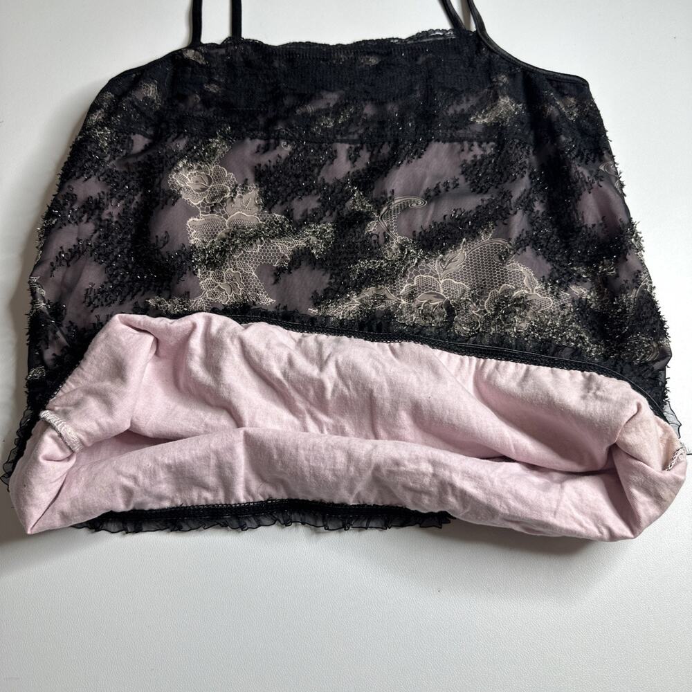 VTG Supermarket Women's Black Mesh Sheer Lace Camisole Top Cami Strappy Small - Picture 8 of 14